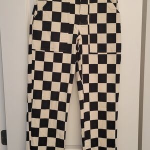 P&Co Black and White Checkered Straight Leg Jeans UK 12